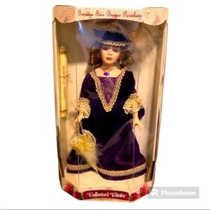 Collectors Choice Porcelain Doll in Vintage Southern Style Purple Dress Toys